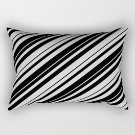 [ Thumbnail: Black & Light Grey Colored Pattern of Stripes Rectangular Pillow ]