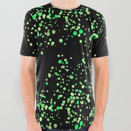 Seamless Monochrome Halftone Grunge Pattern with Chaotically Loc All Over Graphic Tee