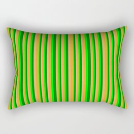 [ Thumbnail: Brown, Goldenrod, Lime, and Green Colored Striped/Lined Pattern Rectangular Pillow ]