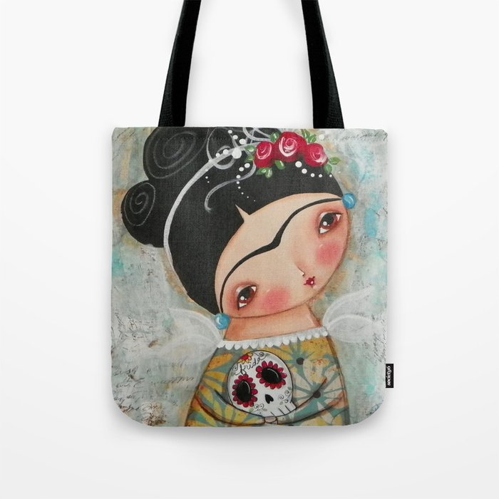 Frida and her sugar skull Tote Bag