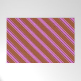 [ Thumbnail: Sienna & Orchid Colored Lines Pattern Welcome Mat ]