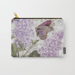 Victorian Romance II Carry-All Pouch | Flowers, Purplehomedecor, Victorianflowers, Purpleflowers, Romanticfloral, Lilac, Trendyhomedecor, Damaskflowers, Vintagebotanical, Pinkflowers 