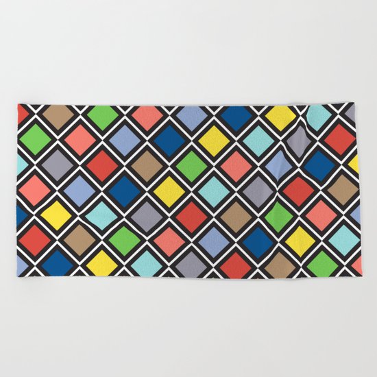 Colorful Geometric Pattern III Beach Towel