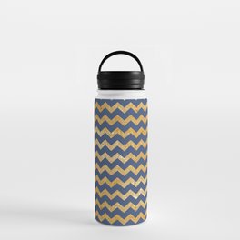 Geometric classic navy blue gold glitter chevron Water Bottle