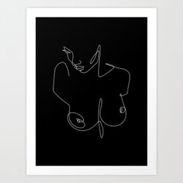 Nakedness Line in Black / Nude female body drawing in one line Art Print