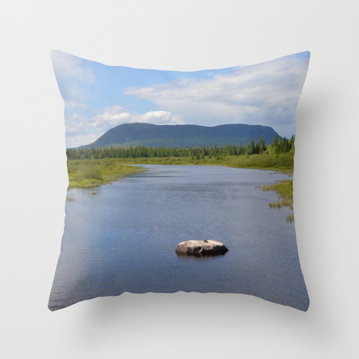 Mountain Overlooking River Throw Pillow