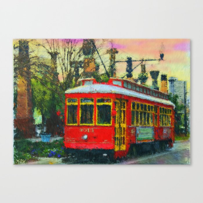 Canal Street Trolley NOLA Sunset Canvas Print