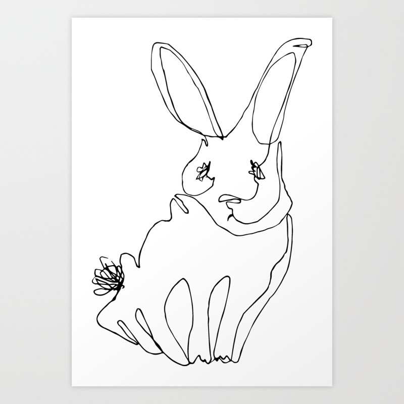 Rabbit Line Drawing Art Print By Wuwa Society6