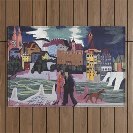 Ernst Ludwig Kirchner's View of Basel and the Rhine Outdoor Rug
