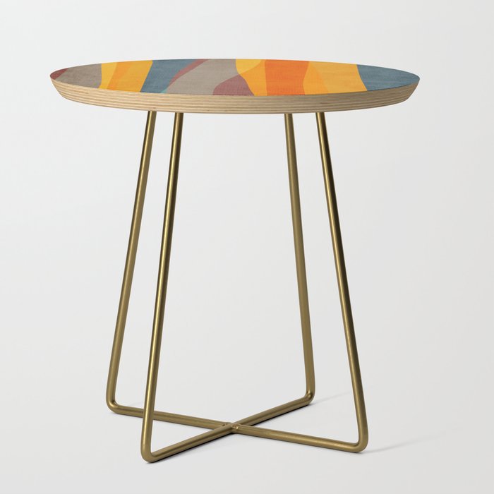 Yellow Orange Blue Beige Brown Modern MCM Art Side Table