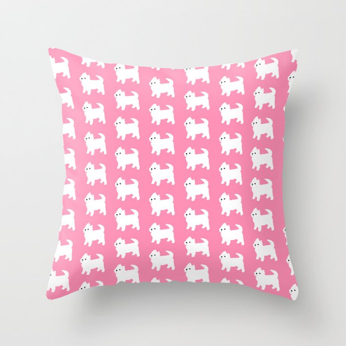 Westies Pink Pattern Throw Pillow