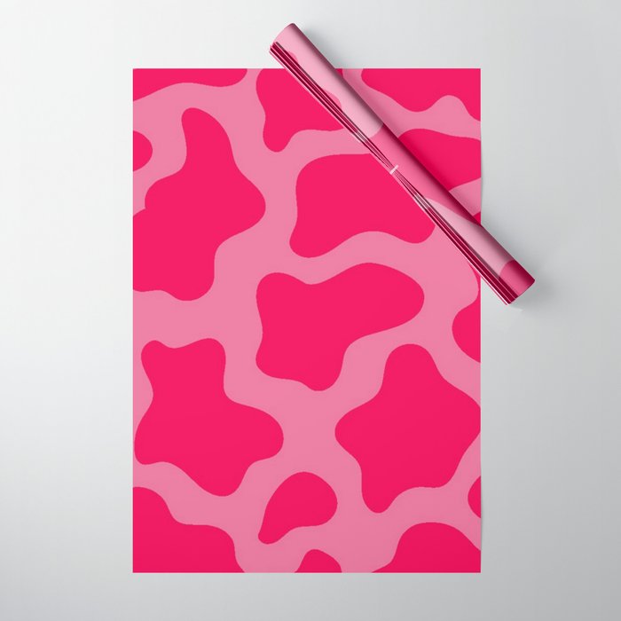 Pink Cow Print Wrapping Paper by socoart