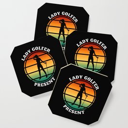 Lady golfer present Coaster