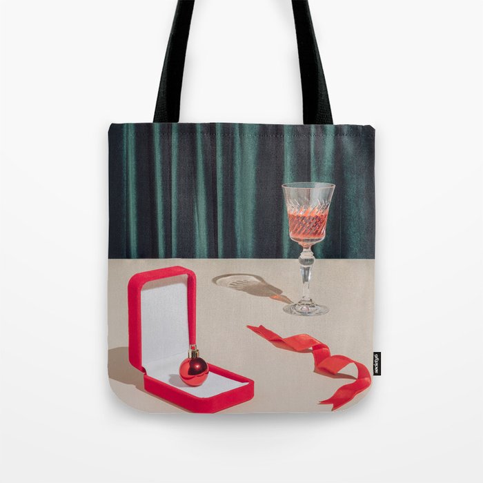 Retro Christmas engagement party Tote Bag