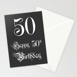[ Thumbnail: Happy 50th Birthday - Fancy, Ornate, Intricate Look Stationery Cards ]