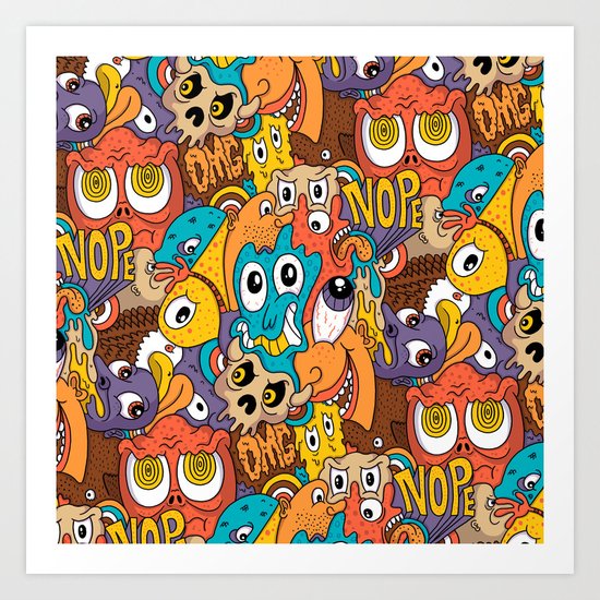 Weird Guys Pattern Art Print