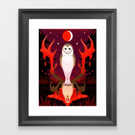 Hush, now. - Barn owl with skull Framed Art Print