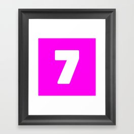 7 (White & Magenta Number) Framed Art Print