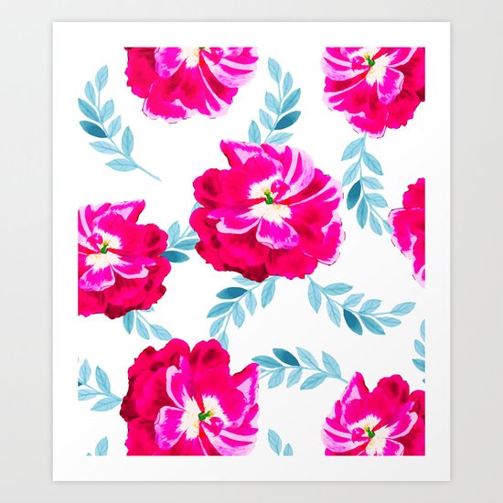 Fluorescent Florals #society6 #decor #buyart Art Print