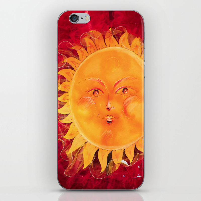 Digital Painting Of A Chubby Sun With A Funny Face Iphone Skin By