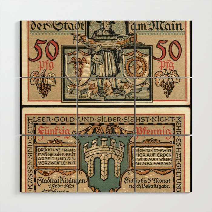 Kitzingen 50 Pfennig 1921 Wood Wall Art