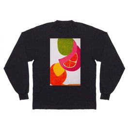 Citrus Slices - Abstract Minimalist Digital Retro Poster Art Long Sleeve T-shirt
