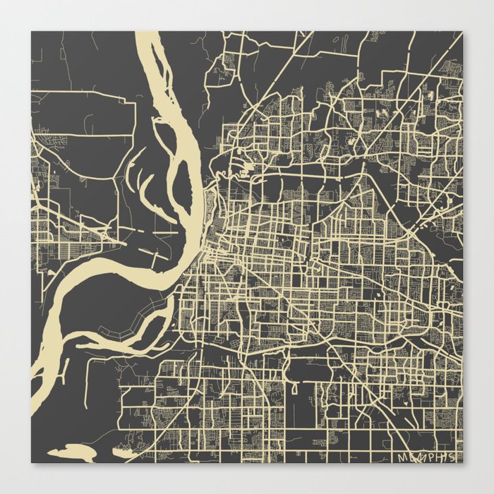 Memphis map yellow Canvas Print