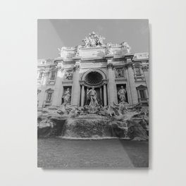 Rome Trevi Fountain Black and White Metal Print