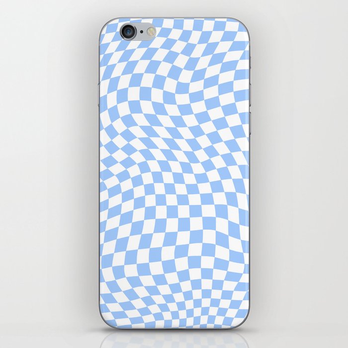 Pastel Blue Twisted Swirl Checkered Squares  iPhone Skin