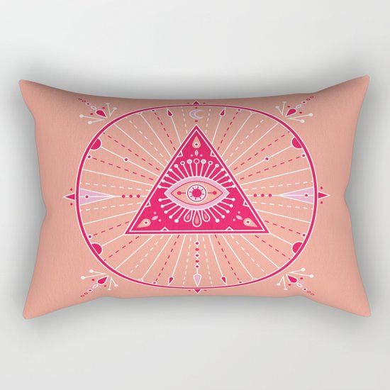 Evil Eye Mandala – Pink Rectangular Pillow