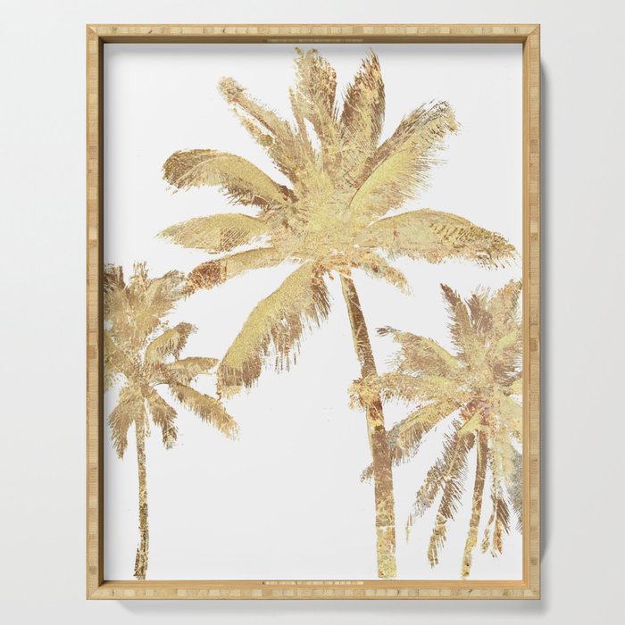 Gold Palm Trees Beach Chic Tropical Serving Tray