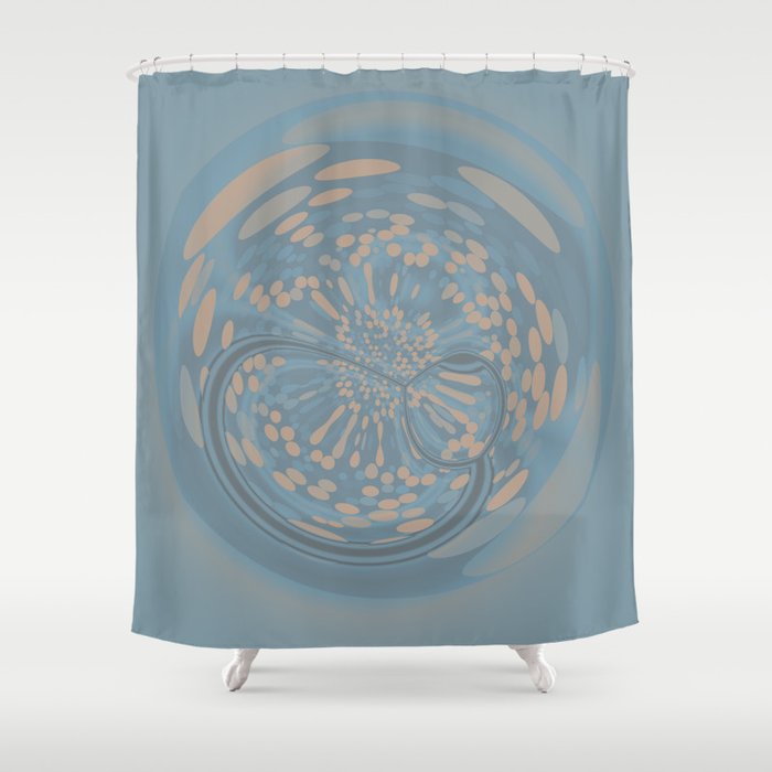 Soft Blue And Beige Circle Abstract Shower Curtain By Gingezel