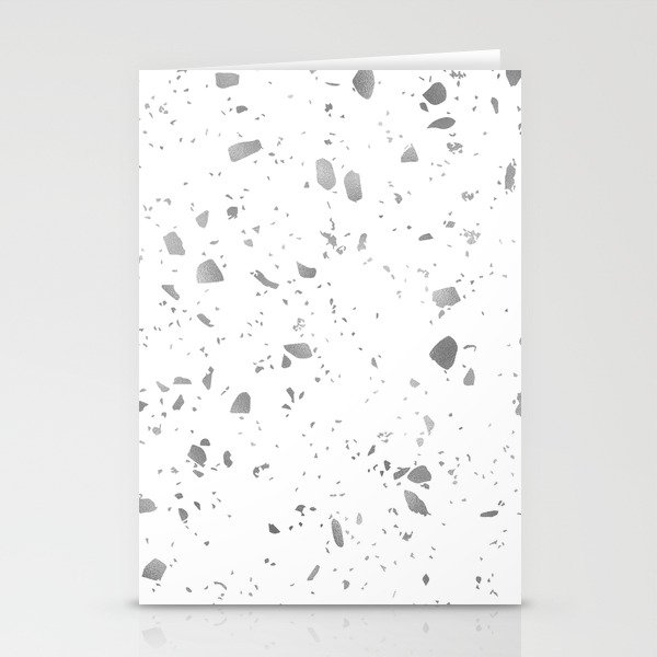 Silver Modern Mid Century Terrazzo Stationery Cards
