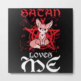 Satan loves me kawaii satanic Animal evil Fox Metal Print