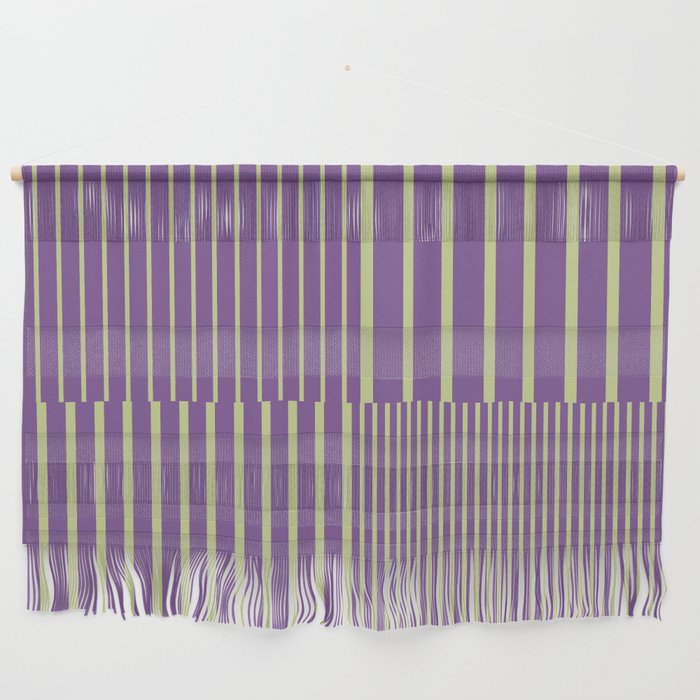 Stripes Pattern and Lines 11 in Pale Green Purple Wall Hanging