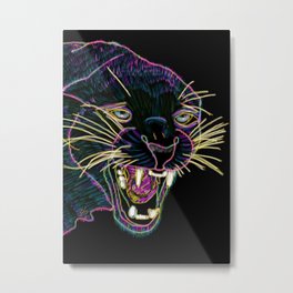 Retro Panther Metal Print