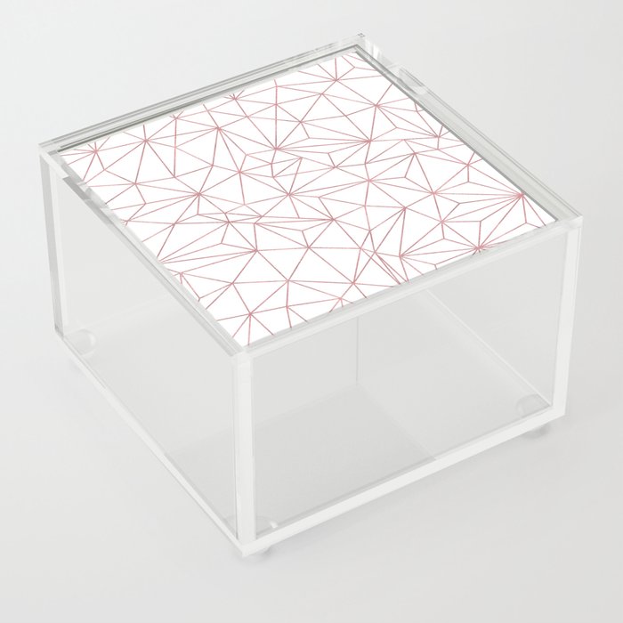 rose gold pink geometric lines on white Acrylic Box