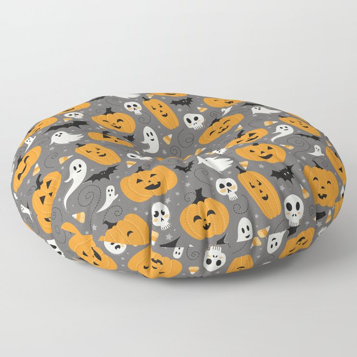 Pumpkin Party in Gray Floor Pillow