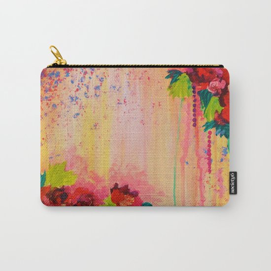 STRAWBERRY CONFETTI PAINTING Abstract Acrylic Floral Beautiful Feminine Flower Bouquet Girlie Pink Carry-All Pouch