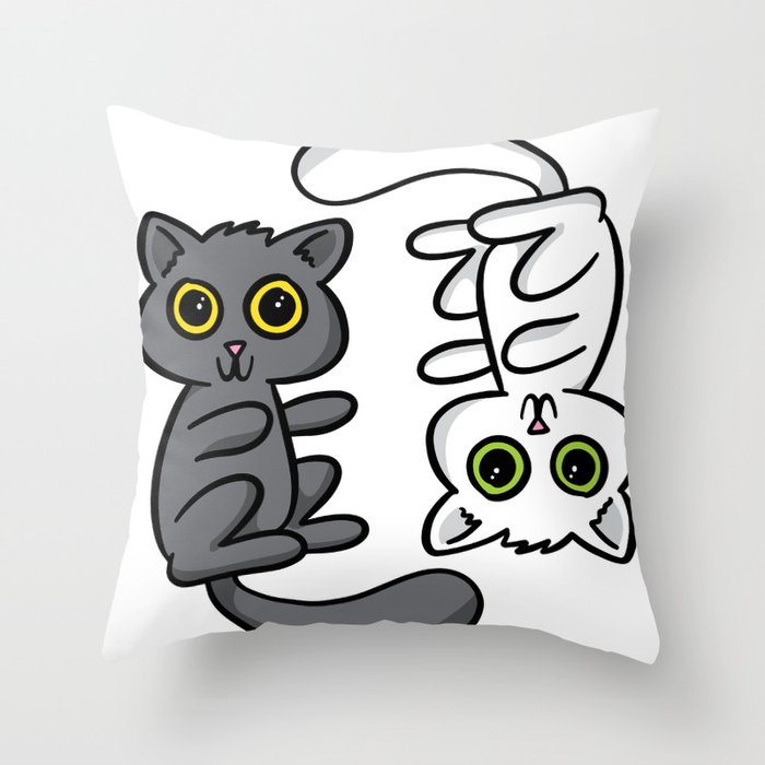 Two Cats, One Print Throw Pillow
