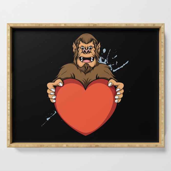 Adorable Bigfoot Sasquatch Monster Valentines Day Serving Tray