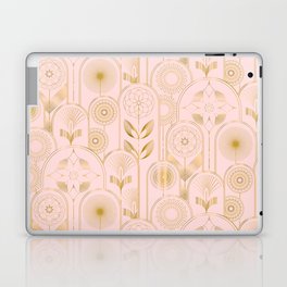 Art Deco Flower Cloches Faux Gold Metallic Pattern - Pink Laptop Skin