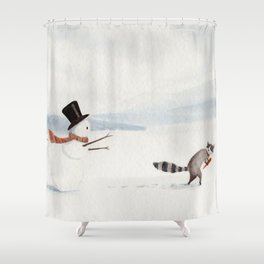 Snowman and Raccoon Shower Curtain