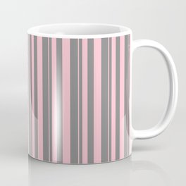 [ Thumbnail: Pink & Gray Colored Lines Pattern Coffee Mug ]