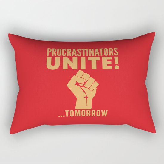 Procrastinators Unite Tomorrow (Red) Rectangular Pillow