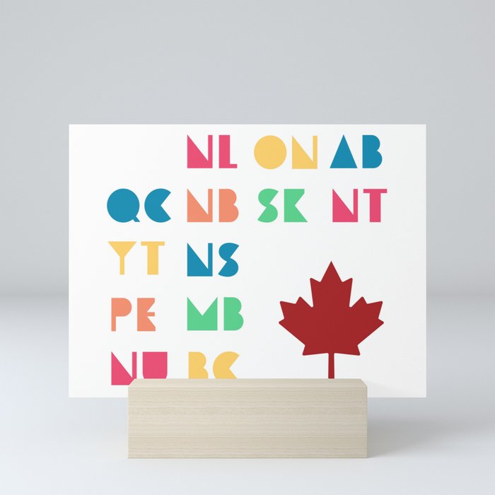 All 13 Canada Provinces and Territories with Maple Mini Art Print