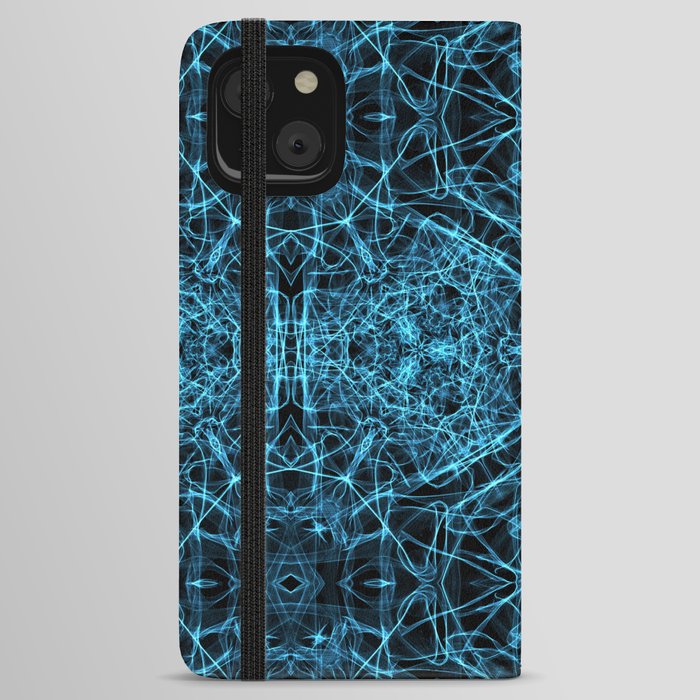 Liquid Light Series 31 ~ Blue Abstract Fractal Pattern iPhone Wallet Case