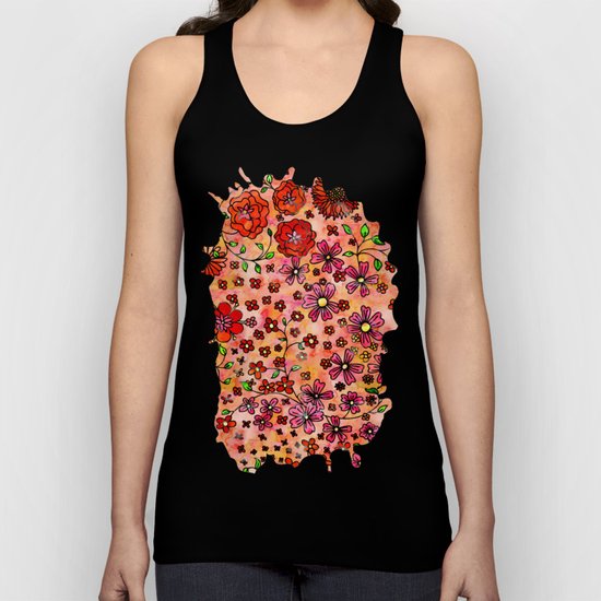 Orange Small Flowers Unisex Tank Top