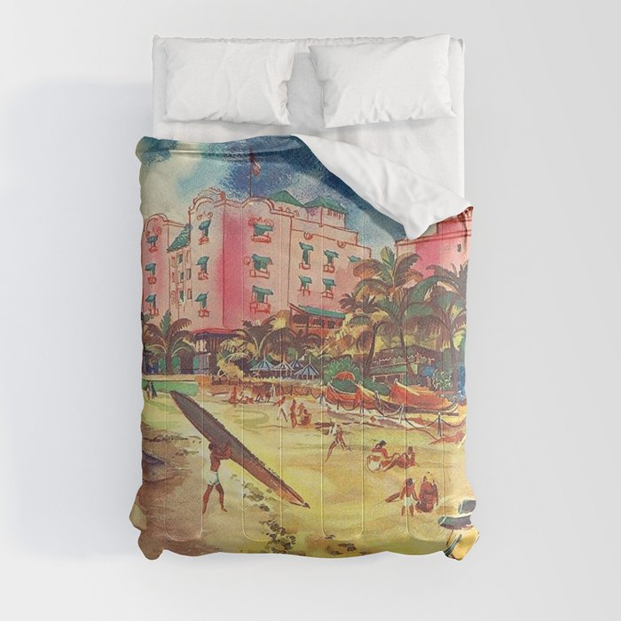 Hawaii's Famous Waikiki Beach landscape painting Comforter