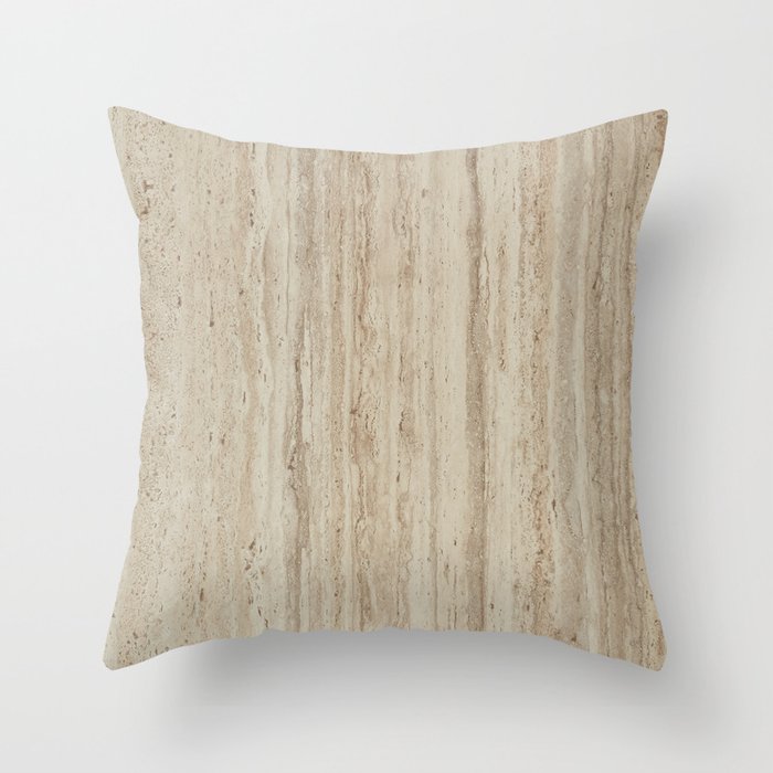 Beige Travertine Stone Texture Throw Pillow